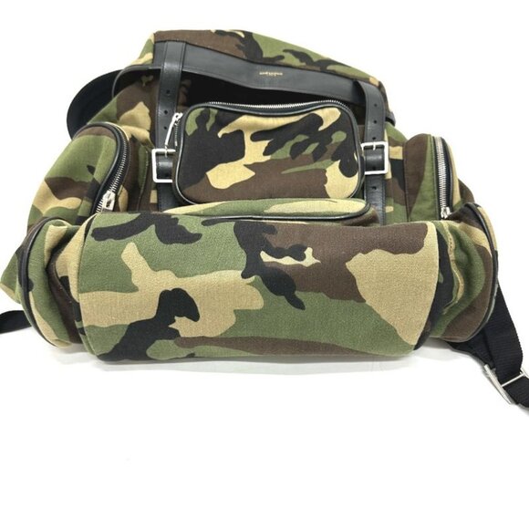 Saint Laurent Paris Backpack Multi Pockets Camouflage Canvas Leather main image 6